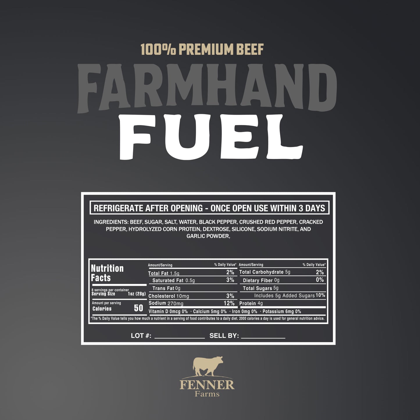 Cracked Pepper Beef Jerky - Fenner Farms Farmhand Fuel